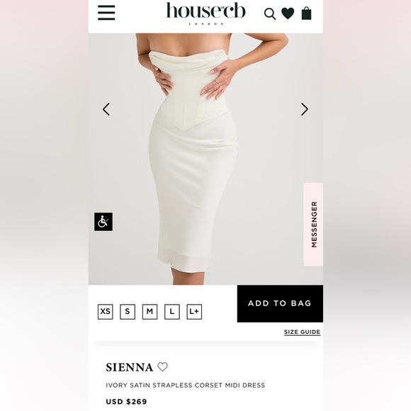 House of CB SIENNA
IVORY SATIN STRAPLESS CORSET MIDI DRESS - Picture 2 of 6